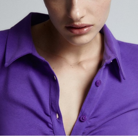 NEW ZARA Shirt dress with ruching - Picture 4 of 10